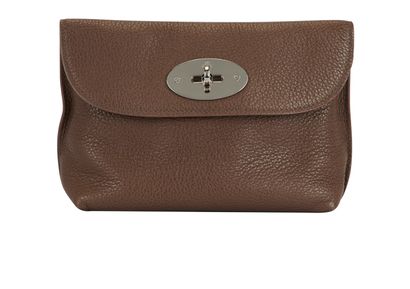 Mulberry Darley Cosmetic Pouch, &pound;110, Accessories, Grey, Leather, Front view